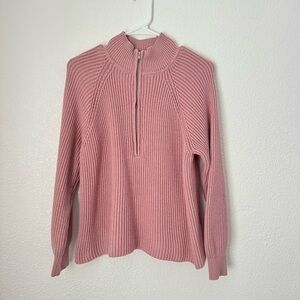 Madison + Hudson Pink Quarter Zip Pullover Sweater Women’s L Blush Dusty Pink